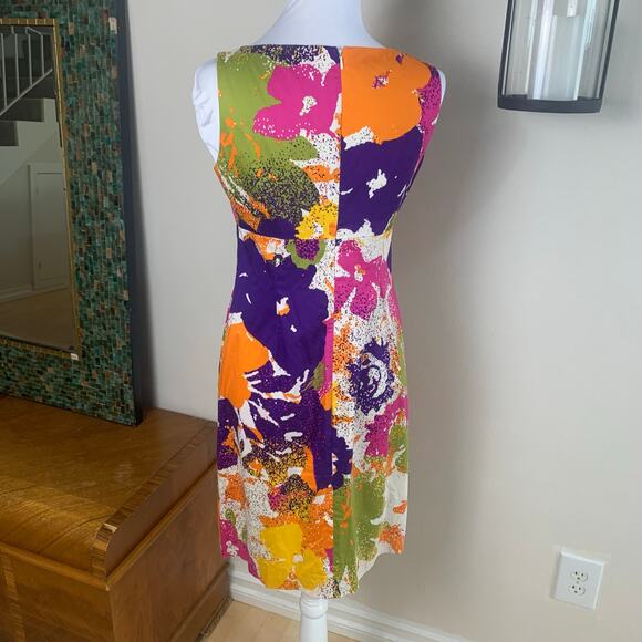 Evan Picone Siz 4 Colorful Abstract Floral Sheath Dress Sleeveless Easter Summer - Picture 2 of 5